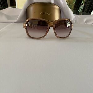Gucci Gold and Brown Sunglasses